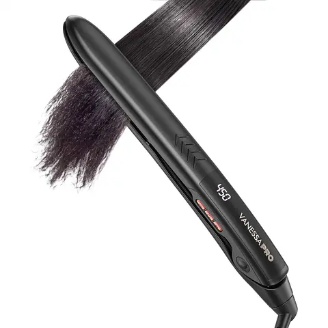 VanessaPro OneShot Titanium Heated Hair Straightener - Plug-Powered Flat Iron, 1-in Professional Styling Tools & Appliances for Curly to Straight Transformation, US Plug, Instant Hair Styling Curlers & Straighteners, Beauty Appliance
