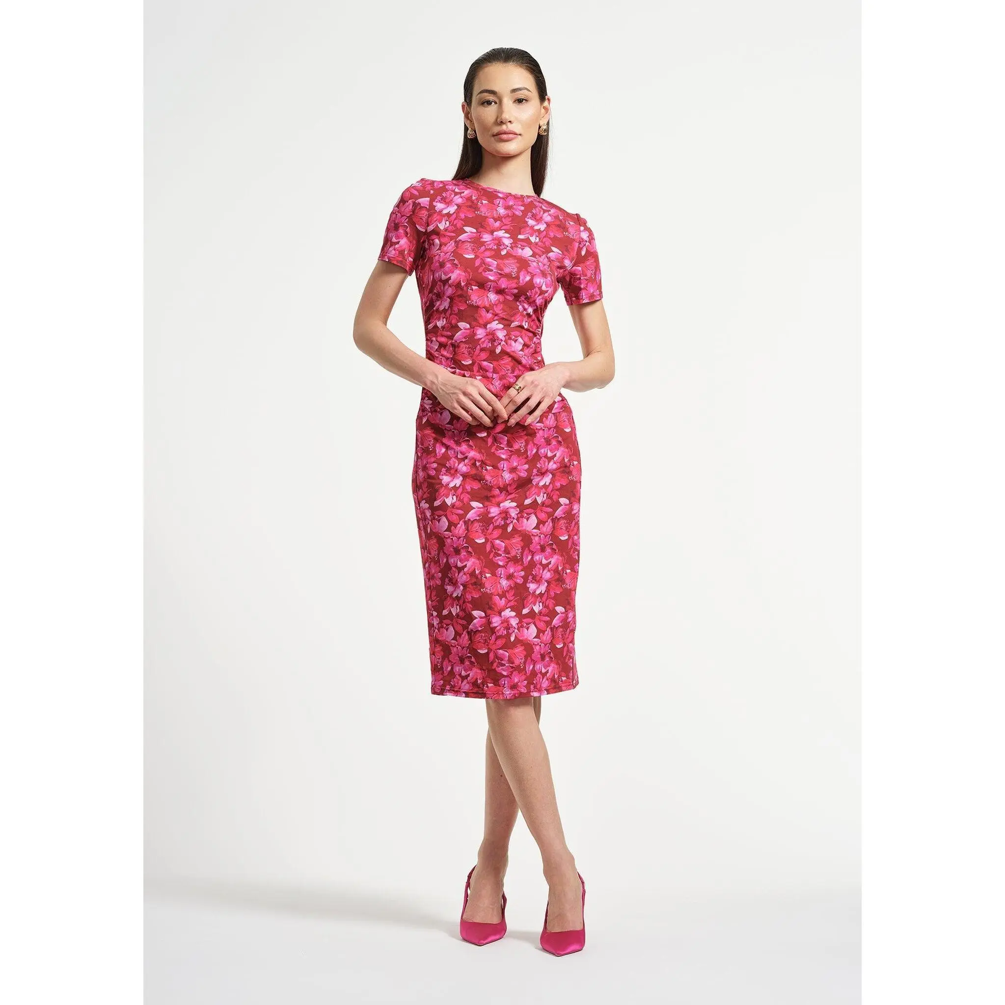 Ruched Waist Knit Midi Dress