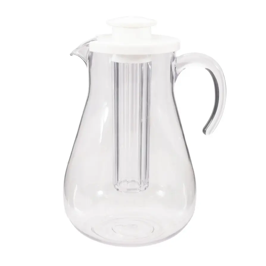 3-Quart Clear Plastic Water Pitcher with Removeable Rod and Lid for Ice Core - Perfect for Drinks - Drinkware, Jugs Beverage Indoor