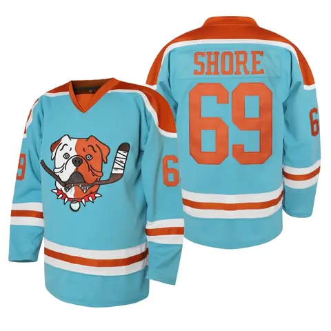 Shore 69 Sudbury Blueberry Bulldogs Game Day Embroidered V-Neck Polyester Hockey Fan Jersey - High-Quality Construction, Sublimated Print, Sports Clothing, Men's 3XL Uniform, Collectors Item (Order 1 Size Lower) for Sports Memorabilia Collectors