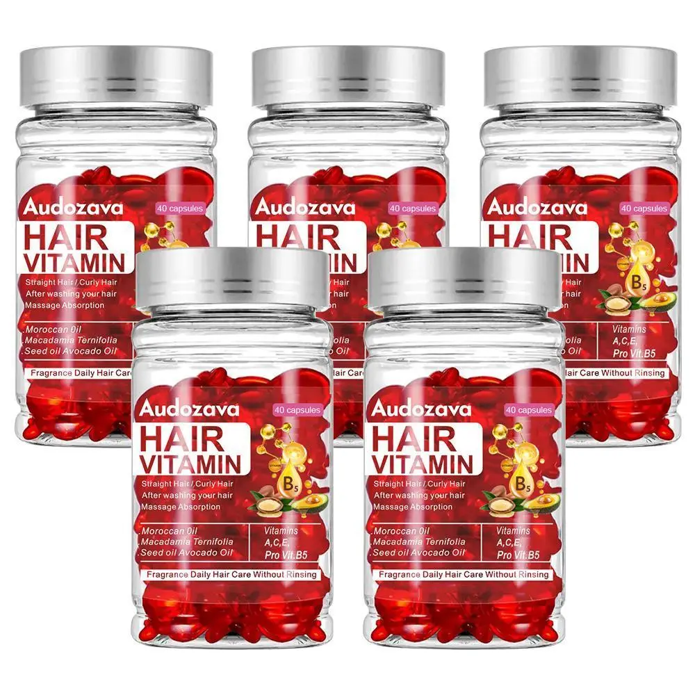 5 Bottles Hair Oil Capsules with Moroccan Argan Oil, Moisturizing Hair Oil, 200 Count Leave-In Care Treatment, Perfect Gift for Women, Hair Care Solution, Haircare, Haircare Product
