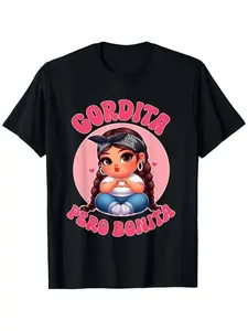 Fashions t Shirts Gordita Pero Bonita- Latina Chingona Mujer Chicana-Chula Cotton T-shirt - Perfect Christmas or Valentine'S Gift for Men and Women