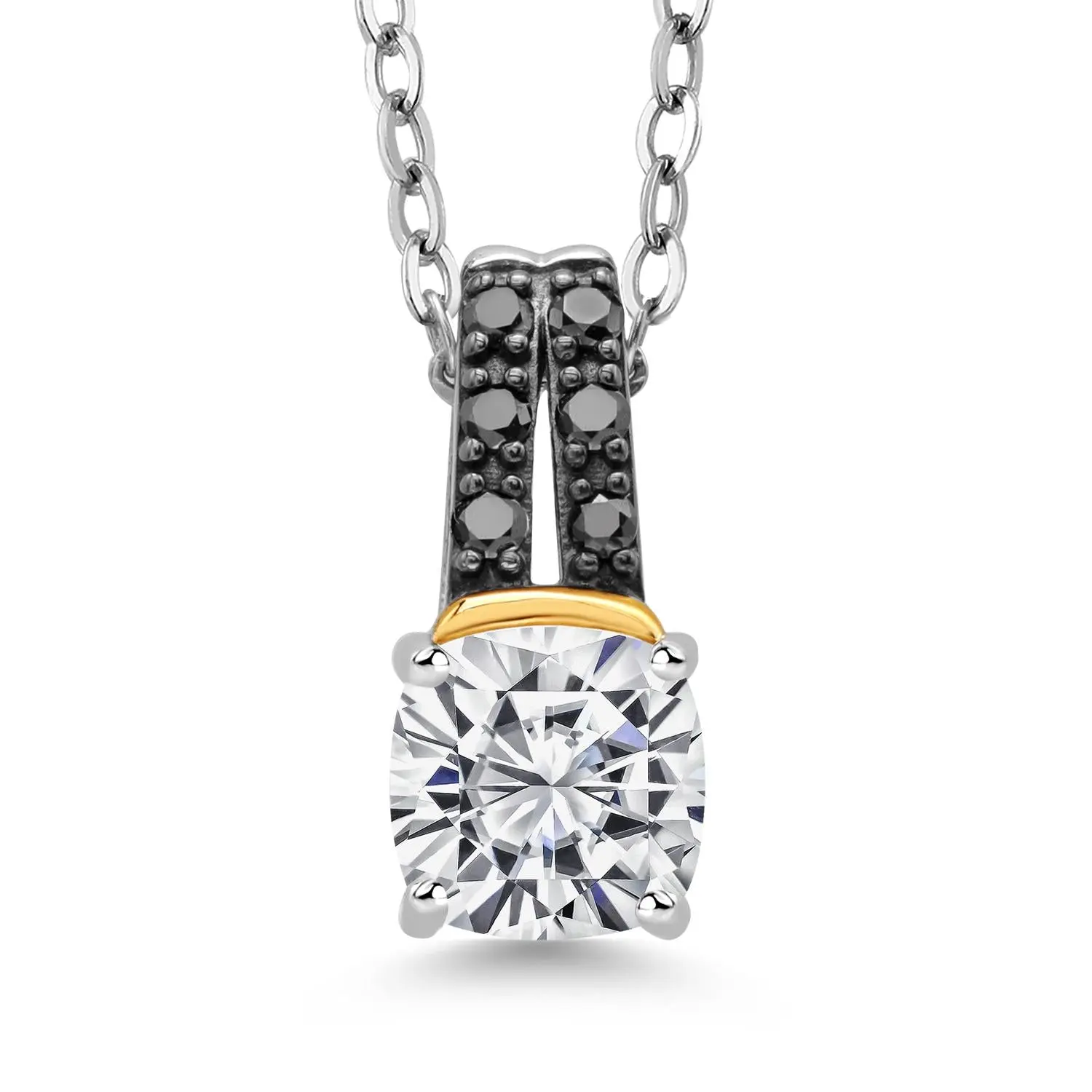 1.06 Ctw Cushion Lab Grown Diamond and Black Diamond Pendant