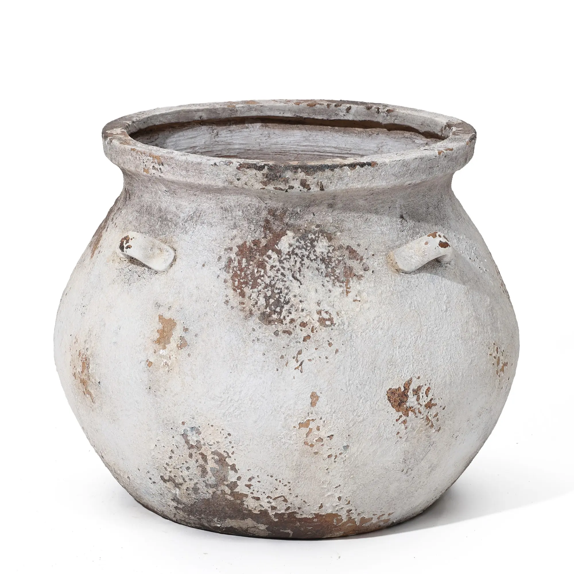 LuxenHome Off White Rustic Cauldron MgO Planter Pot LuxenHome Off White Rustic Cauldron MgO Planter Pot