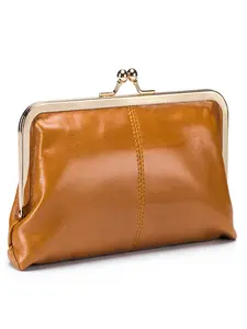 Women's Anti-Theft Genuine Leather Handbag, Multi-Layer Phone Wallet Design, Elegant Evening Bag, Kiss Lock Style, Elegant Stylish Purse