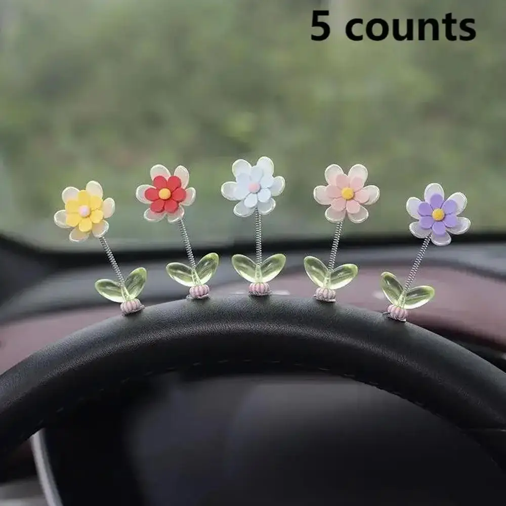 Daisy Flower Design Car Center Console Spring Ornaments, Cute Car Dashboard Decoration, Car Interior Decoration Accessories
