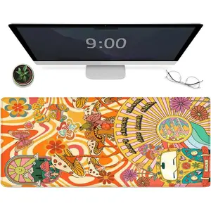 Vintage Colorful Smooth Desk Mat, Creative Flower Pattern Large Gaming Mouse Pad, Non-slip Mouse Mat for Home Office