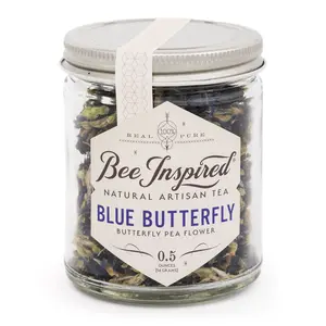 Bee Inspired Goods Blue Butterfly Pea Flower Tea - Caffeine-Free Loose Leaf Tea with Natural Color-Changing Properties - 100% Dried Flowers for Earthy Flavor & Colorful Beverages - Lemon