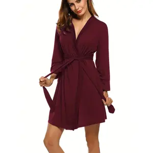 Women's robes Lightweight cotton robes Short knit bathrobes Soft women's pajamas with pockets