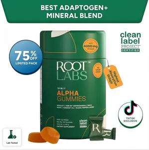 Root Labs Alpha 10-in-1 Shilaiit Gummies 4000 mg  Holiday Gift SX-Ready Energy Stamina & Focus Zero Sugar KSM-66Ashwagandha,Tongkat Ali,Maca Vegan 60 Count