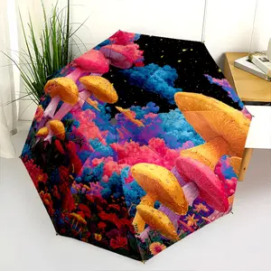 mushroom pile (5) New printed universal umbrella, automatic folding umbrella, portable foldable travel umbrella, outdoor umbrella, Black Friday, Christmas, and birthday gift.