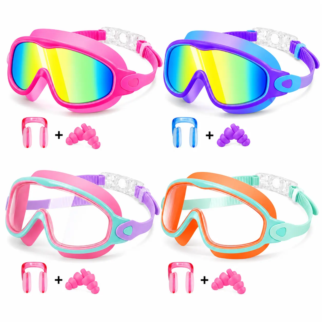 [Buy 1 get 3 free]Swim Goggles for Girls - Wide View Anti-Fog & UV, No Leaking Swim Glasses for 3-15 Age, Kids Swimming accesorios para piscina