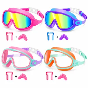 [Buy 1 get 3 free]Swim Goggles for Girls - Wide View Anti-Fog & UV, No Leaking Swim Glasses for 3-15 Age, Kids Swimming