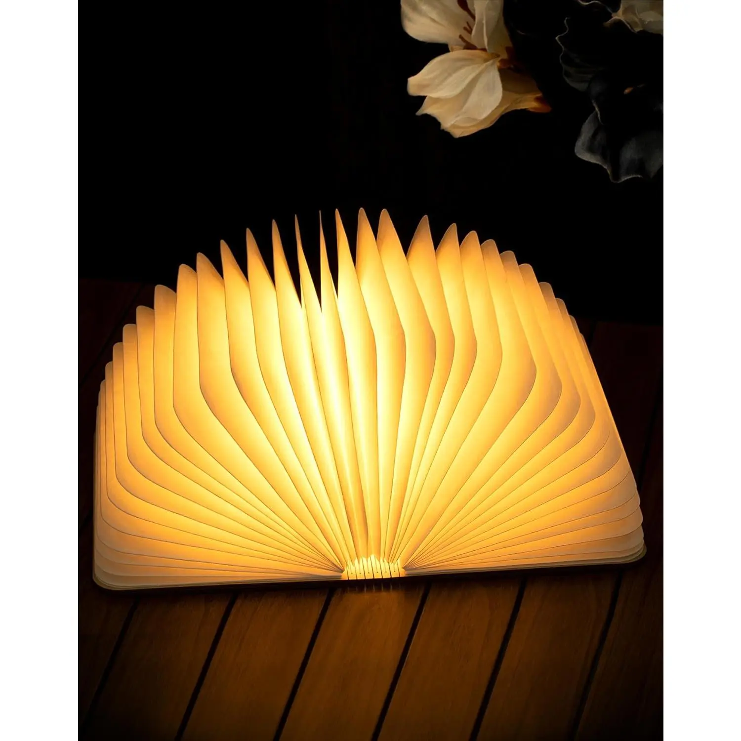 Magnetic Wooden LED Book Lamp - 8.3in Compact Portable Reliable Reading Light, Walnut Finish, Open Form, 4-6H Continuous Warm Glow, Home Decor, Camping Use, Thoughtful Gift for Teachers, Moms, 4-6 Hours Of Continuous Warm Light