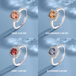 Claws Square Elegant Moissanite Ring Series S925 0.5/1.0 CT - Round Cut - Lore Jewelry