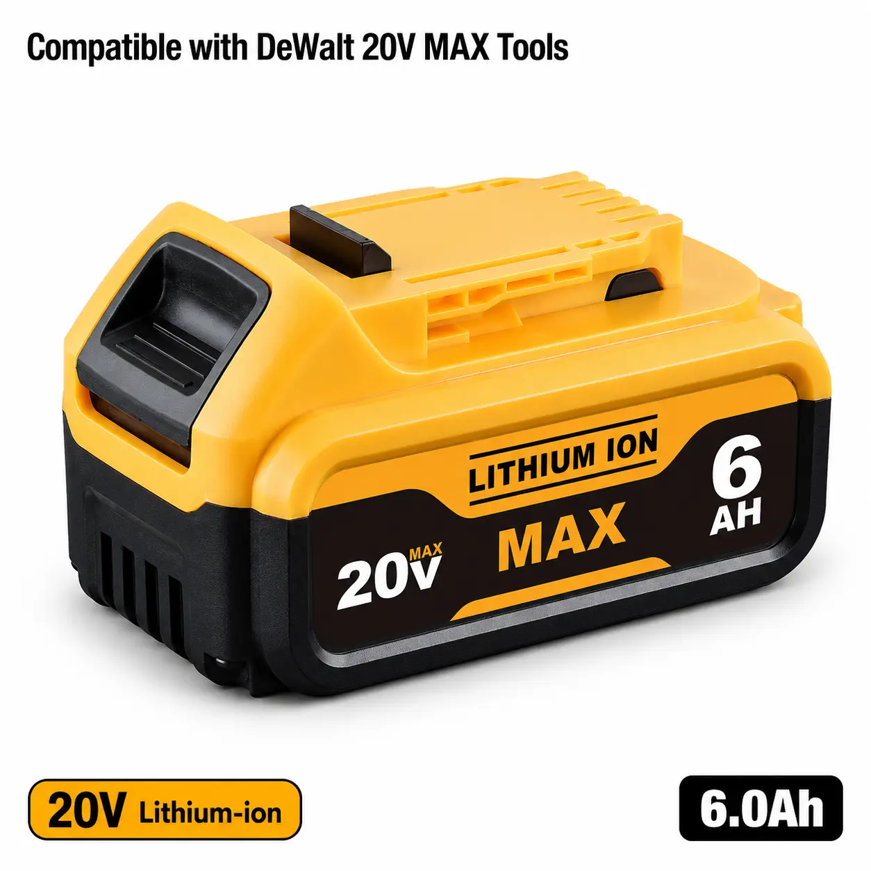 20V Max 6.0Ah Replacement Batteries for DeWalt 20V Cordless Power Tools, Compatible with DCB208-DCB200, LED Power Indicator, Advanced Safety Protection Cells, Extended Runtime for Heavy-Duty Tasks, Cordless Tools Batteries, Rechargeable Battery