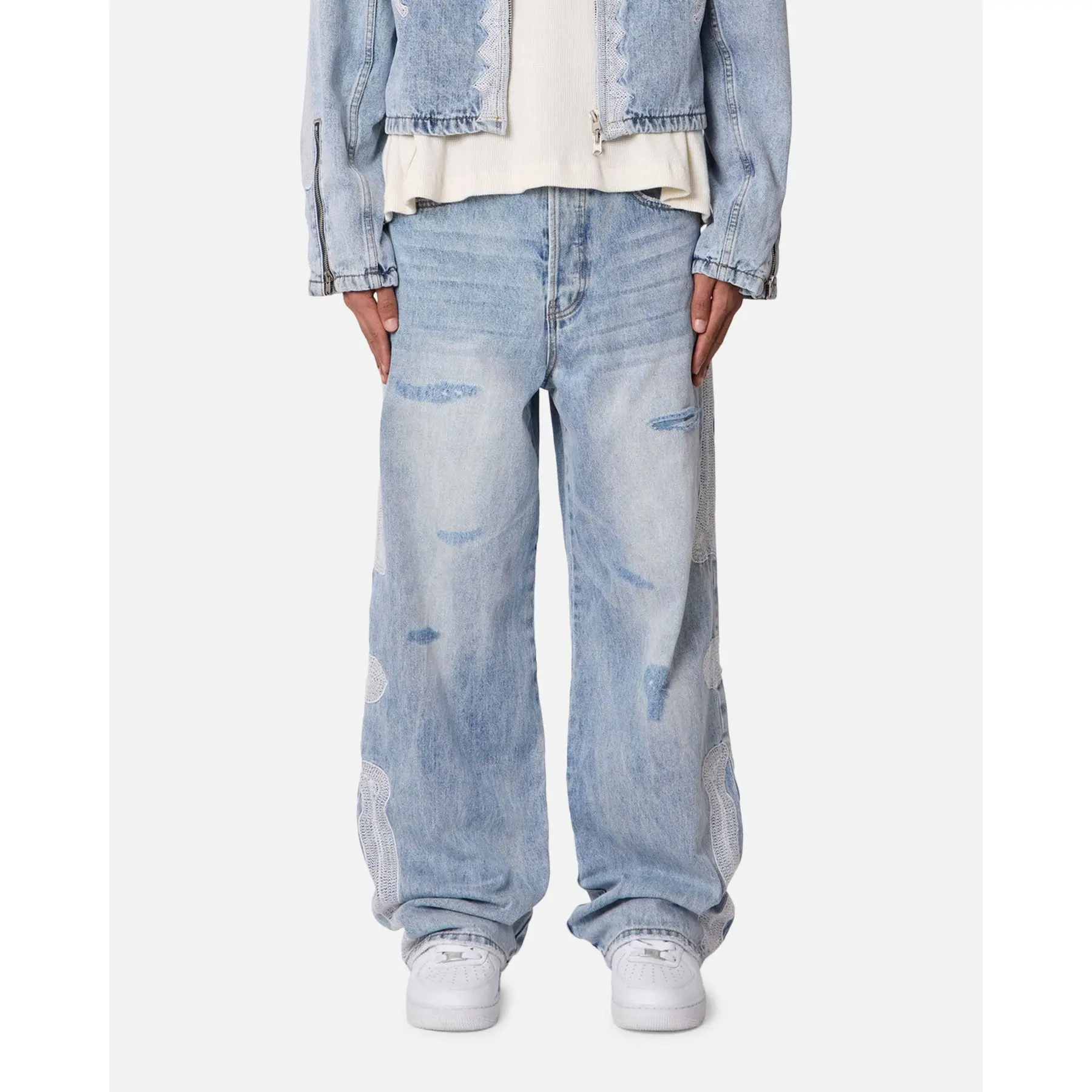 MNML Skeleton Baggy Denim Jeans Washed Blue