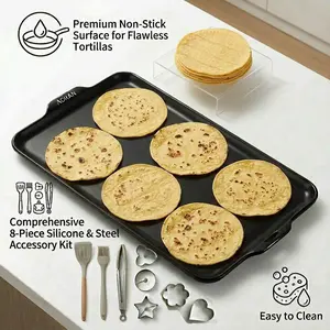 AORAN Ceramic Baking Pan, Non-Stick Food-Grade Baking Pan, Perfect for Coking Taco, Tortillas, Bacon, Chicken Wings, Steak, ham, and Toast for Family Gatherings, Dishwasher-Safe summervibes,summerwins