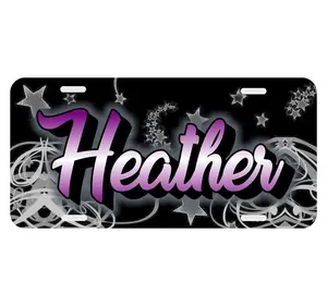 Heather License Plate, 12x6 Aluminum Vanity Tag, Personalized Name Car Plate, Cute Girly Auto Decor, Custom Name Gift for Her Stylish