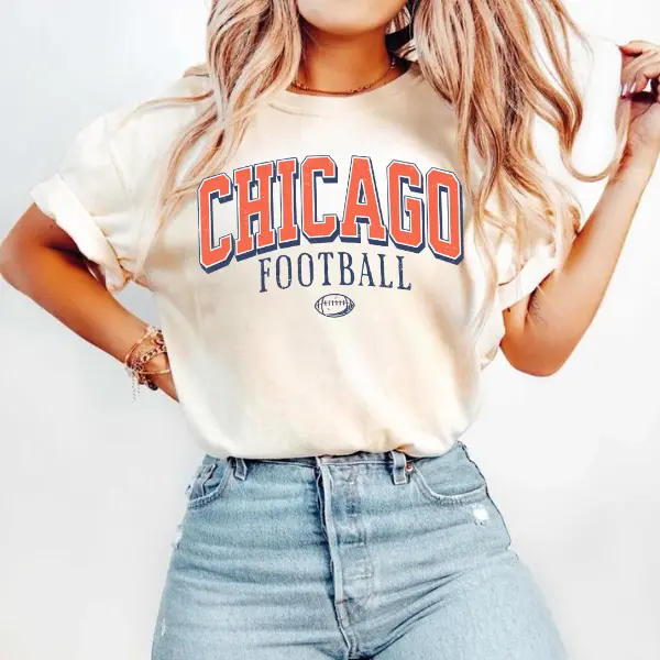 Vintage Chicago Football Crewneck T-Shirt, Chicago Fan Apparel, Bear Shirt