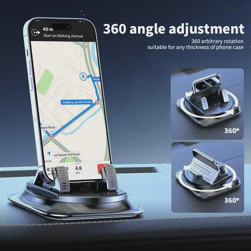 360-Degree Rotatable Ultra-Stable Dashboard Car Phone Holder Stand, Hands-Free Mount for Horizontal & Vertical Navigation, Universal Fit for All Phones