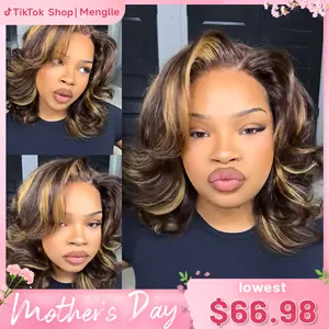 [Free Upgraded 7x6 Side Part] Menglle Hair Honey Blonde Highlight 200% Density 7X6 Lace Front Wig Pre Cut Lace Ready to Go Human Hair Wigs Medium Cap Size#Summervibes#TikTokShopStockUp