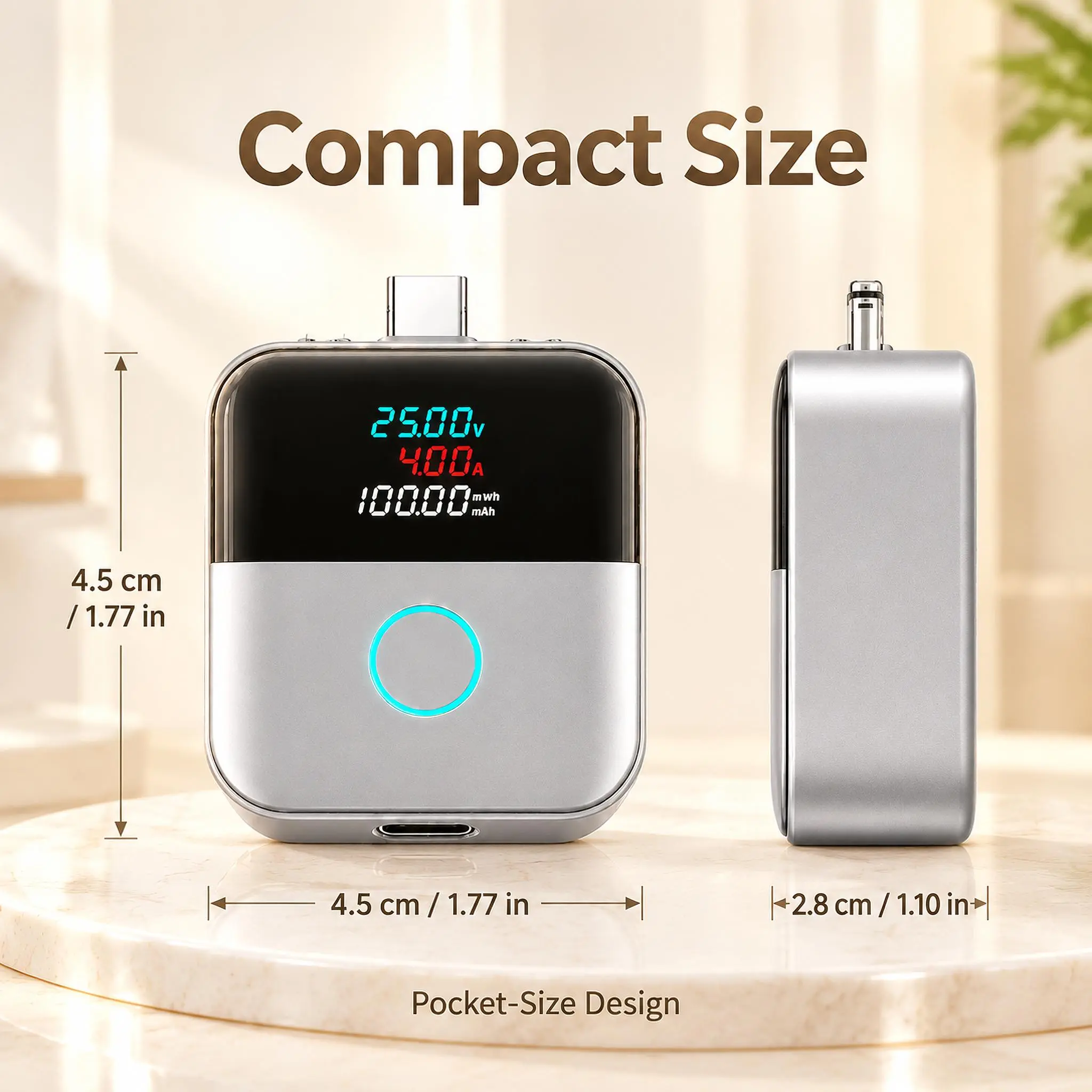 AI Auto Eject Charger Separator X02, Overnight Safe Charging Protect Battery from Overheat & Overcharge, Real-Time Voltage Display, Fireproof Mini Plug for iPhone 15 16 17 Samsung Android Type-C Phone