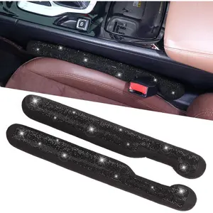 Seat Gap Filler Black, Bling  Accessories for Women Universal Fit for   SUV, 2 Pack Handmade  Rhinestone  Seat Gap Blocker Stop Things from Dropping(Black)