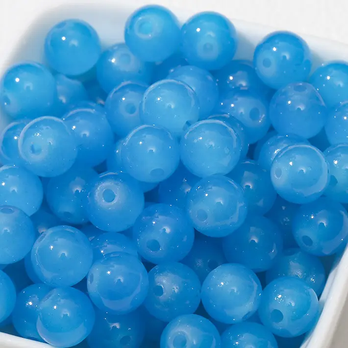 Classic Sturdy Solid-Color Plain-Surface Glass Jelly Mock Jade Loose Beads, Beads and Accessories, Manual Beading Material for Charms Making, Easy-to-String DIY Jewelry Craft Supplies for Enthusiasts