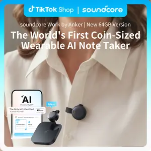 soundcore Work AI Voice Recorder by Anker, Wearable Note Taker for Meetings, Transcribe and Summarize, MFi Certified, 64GB, 150+ Languages, USB-C Charging