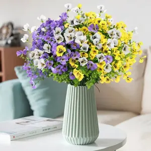 15pcs Artificial Viola Flowers, UV Resistant Plastic Fake Violas, Outdoor Garden Porch Balcony Decor, Realistic Touch Indoor Table Vase Arrangement