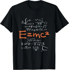 100% cotton Unisex E=mc2 Science Equations Math Physics Formula Einstein Theory T-Shirt
