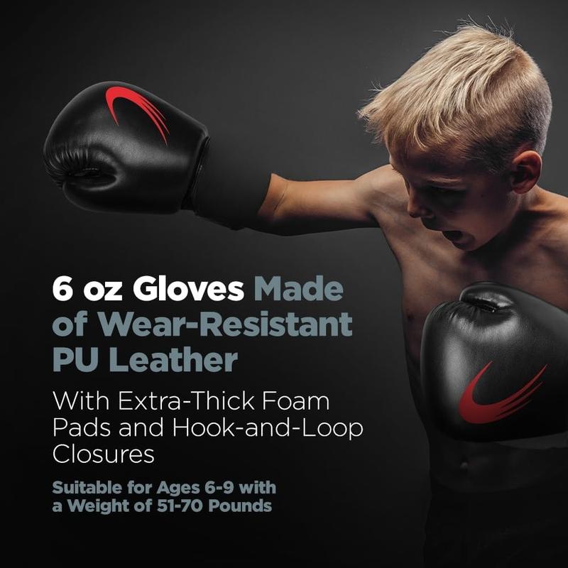 Punching Bag for Boxing Set - Youth MMA, MMA, Muay Thai, Karate - Includes Boxing Gloves & Hand Wraps, Suitable for Ages 3-8