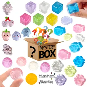 25Pcs Mini Squeeze  Blind Box Surprise Set | Mystery Squishies Pack With Mini Fish Steamed Buns Ice Cubes Fruits | Sensory Fidget Stress Relief  | Goodie Bag Stuffers Birthday Party Favors Christmas Halloween Kids Gifts |  grown ups Toys