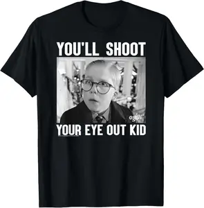 A Christmas Story Sad Ralphie Black and White Photo Holiday T-Shirt Pure Cotton Graphic Tees Menswear Top: Gifts for Men & Women
