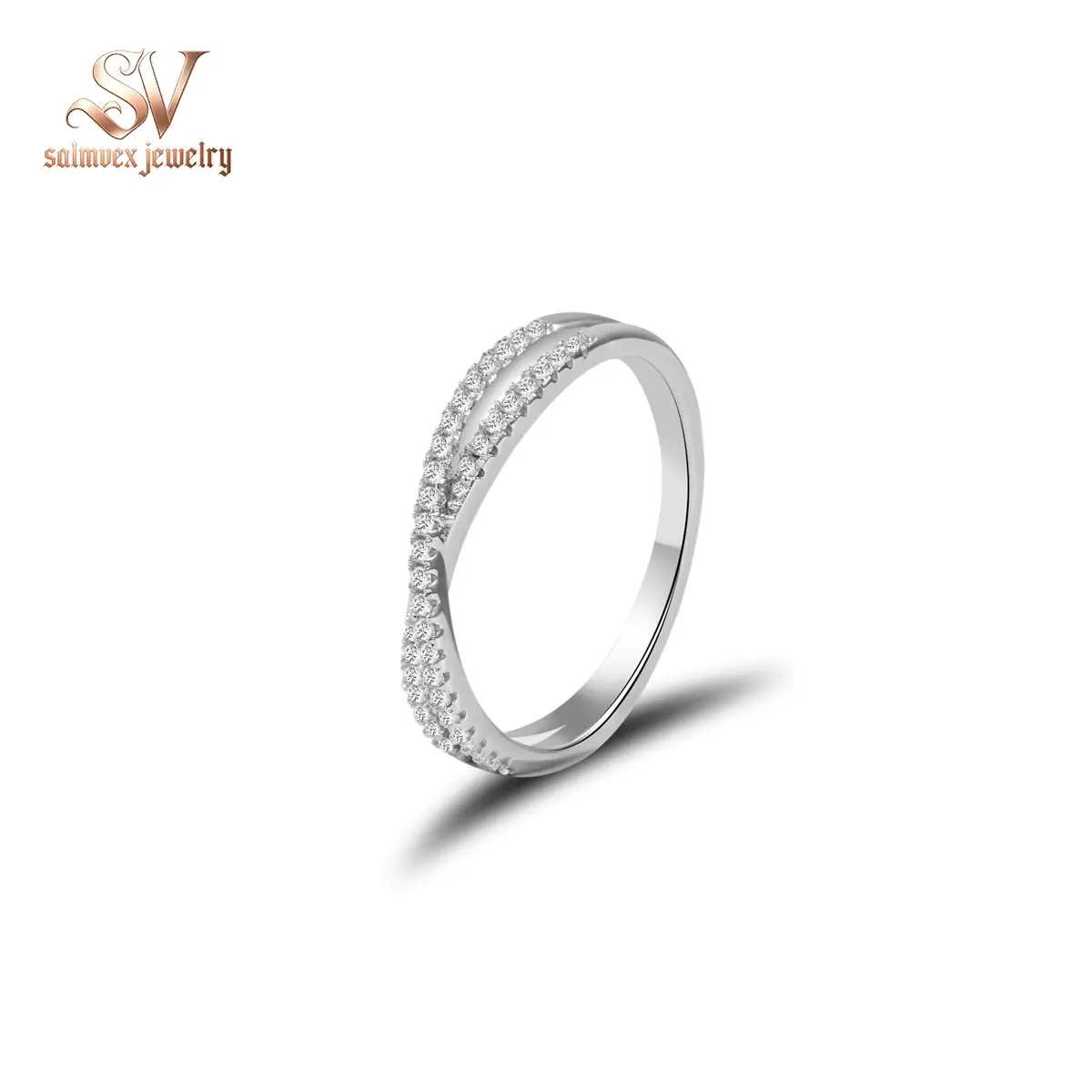 Salmvex Jewelry Crossover Ring Engagement Wedding Ring Band Synthetic Moissanite S925 X Ring Criss Cross Ring Twisted Band Jewelry Perfect Birthday Engagement Wedding Anniversary Christmas Gift