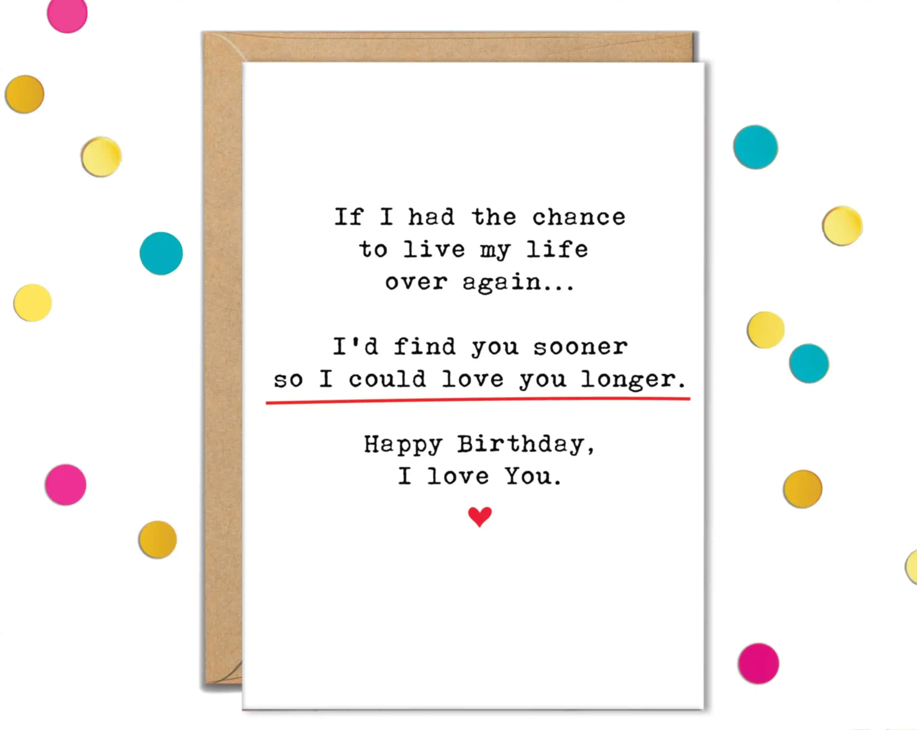 I Love You Birthday Card, Romantic Birthday Card, Wish I Found You Sooner Card, Love Card for Boyfriend, Love Card for Girlfriend, Card for Husband, Card for Wife, Greeting Card with Envelope, Logan Apparel