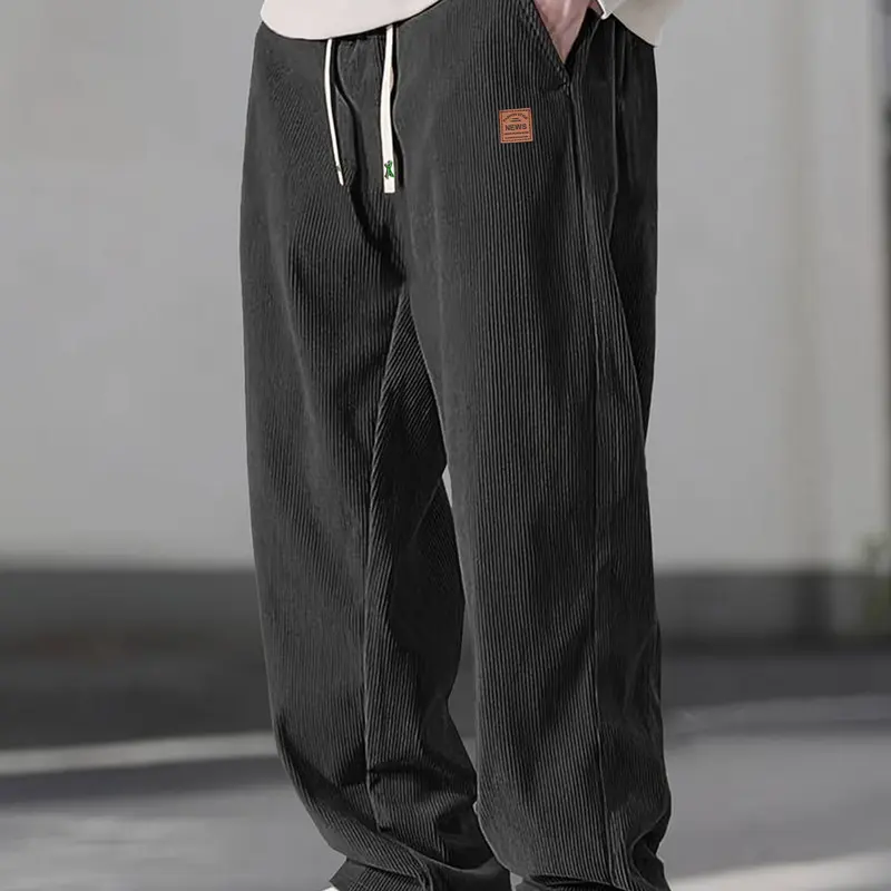 Men's Casual Loose Fit Drawstring Ankle Pants - Male Clothing, Men’s Clothes, Athleisure Chill Pants, Athletic Bottoms with Delicate Logo Details for Comfortable Daily Summer Wear, Father's Day Gift