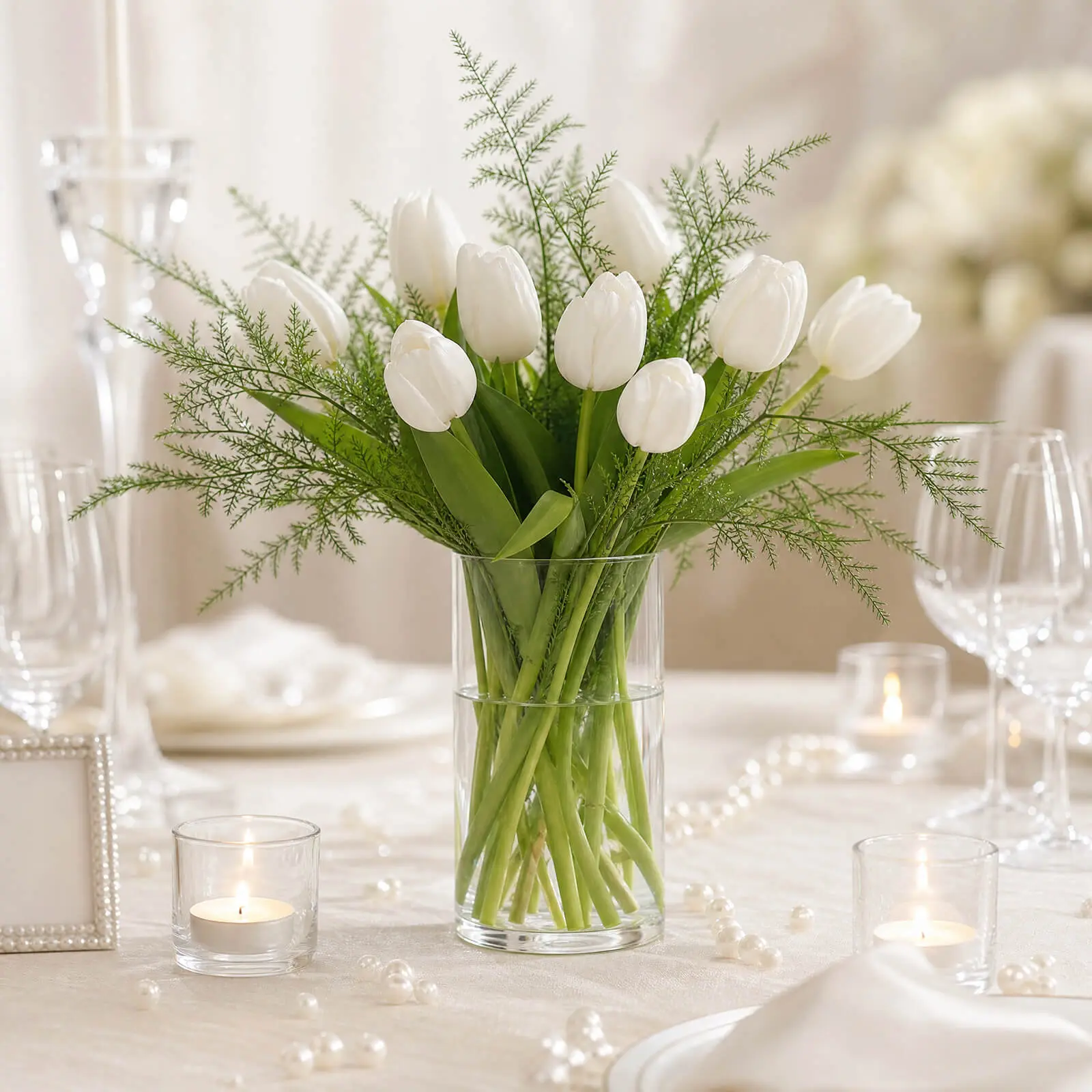 6 Pack 6" Clear Glass Cylinder Vases for Floating Candles, Bud Floral Arrangements & Low Centerpieces