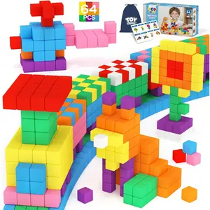 64PCS Magnetic Building Blocks Magnet Cubes Preschool STEM Educational Sensory Montessori Toys Gifts for Kids Ages 3-8