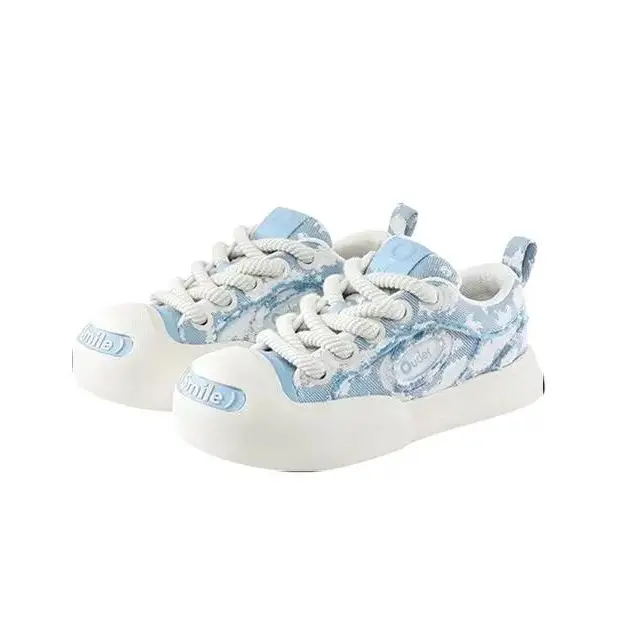 Light Blue Knit Open-Toe Canvas Shoes Casual Trainer Training Footwear