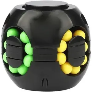Rotating Bean Magic Cube Puzzle Fidget Toys Anti Stress Ball IQ Games Educational Sensory Easter Gift for Boys Girls Kids Children Adults (Black)