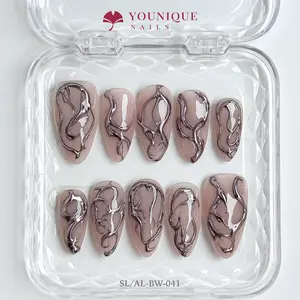 Younique Nails 2025 | SL Studio | Liquid Chaos | 10PCS 100% Handmade Press-On Nails | Reusable Colorful Art