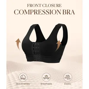 Front Closure Bras For Women Post Surgery Compression Mastectomy Surgical Support Wireless Full Coverage Bra