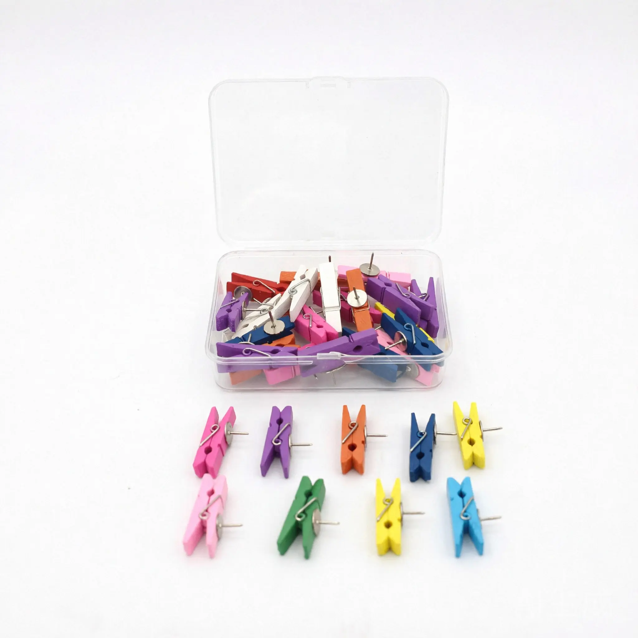 30 Piece Colorful Creative Wood Clips, Ideal for Corkboards, Craft Projects, Photo Organization, Office Supplies, Stationery, Photo Fixing