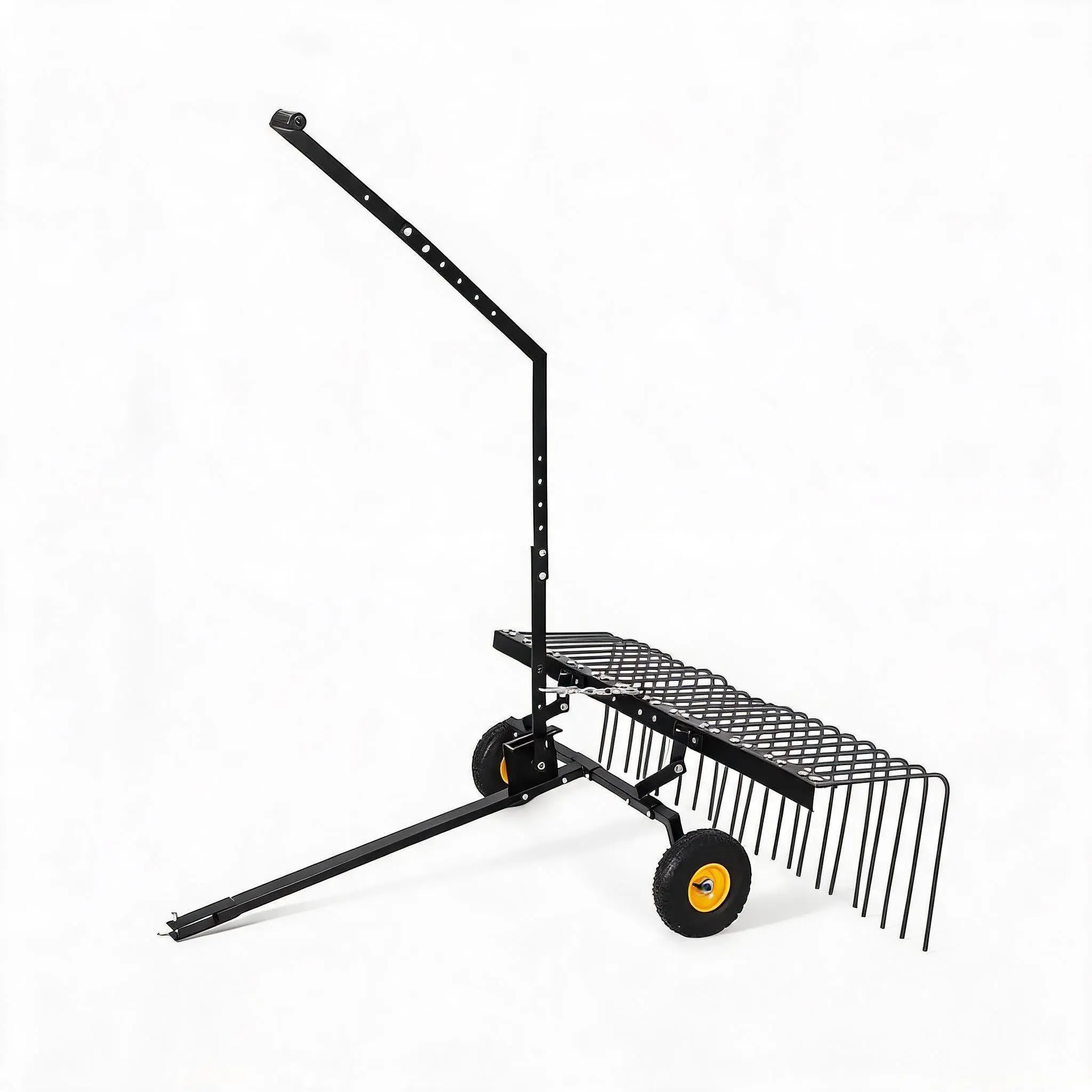 Garvee Litake 60in Tow-Behind Lawn Dethatcher Rake with 24 Spring Steel Tines