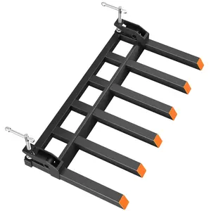 GARVEE 58 Inch Heavy Duty Clamp-On Debris Forks with 4000 lbs Capacity, 6 Tines, and Durable Pull-Out Bolts for Tractor Bucket and Skid Steer Loader Applications.