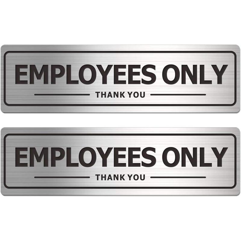Employees Only Sign - Office Door Signs for Business Store Wall - Aluminum Metal with Self Adhesive