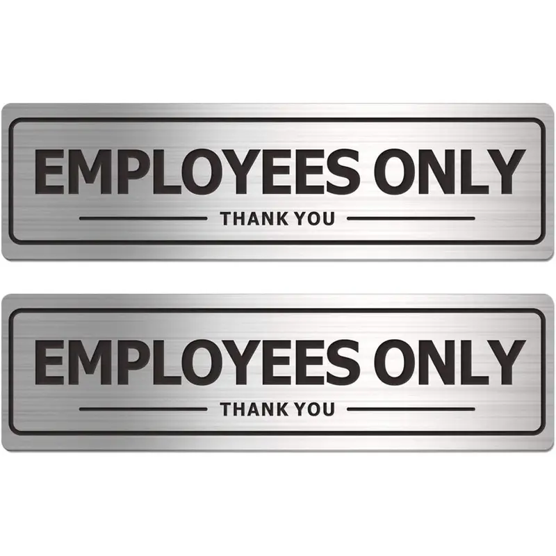 Employees Only Sign - Office Door Signs for Business Store Wall - Aluminum Metal with Self Adhesive
