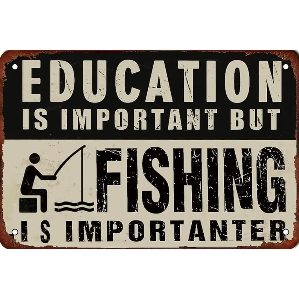 Fishing Decor Fishing Signs Lake Vintage Metal Tin Signs Decor Front Wall Decor For Bars Homes Garages Men'S Caves Tin Signs Warn Beer Metal Bar Vintage Funny Home Gift For Women Men